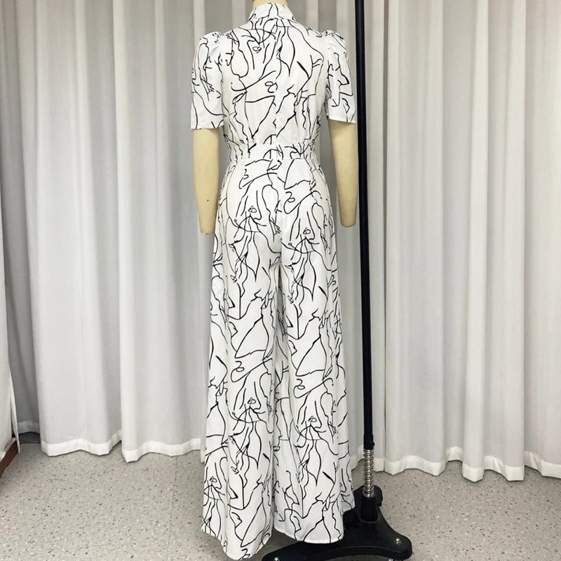 Halter Neck Art Print Wide Leg Bukser