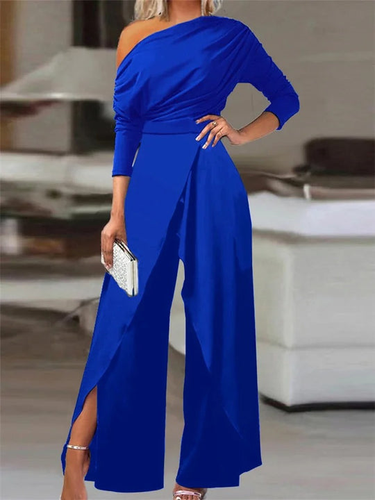 Jumpsuit med brede ben til kvinder med slids