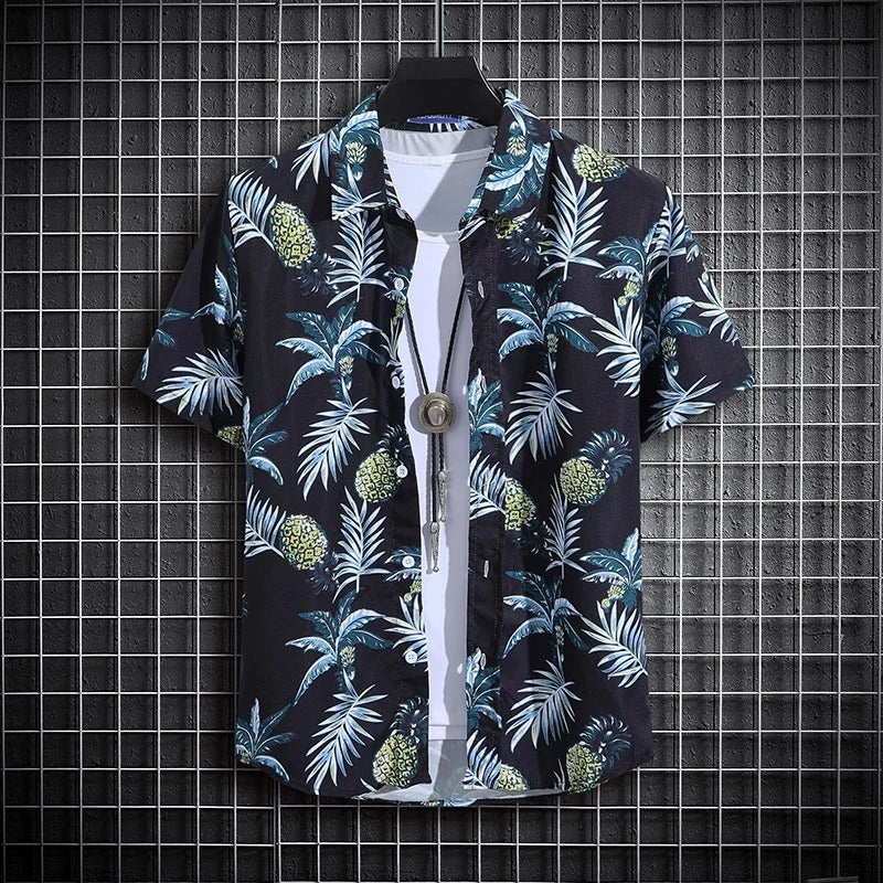 Herre sommer skjorte med strandprint