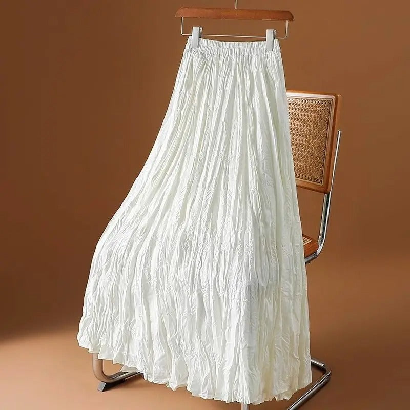 Kvinders satin plisseret Maxi-nederdel