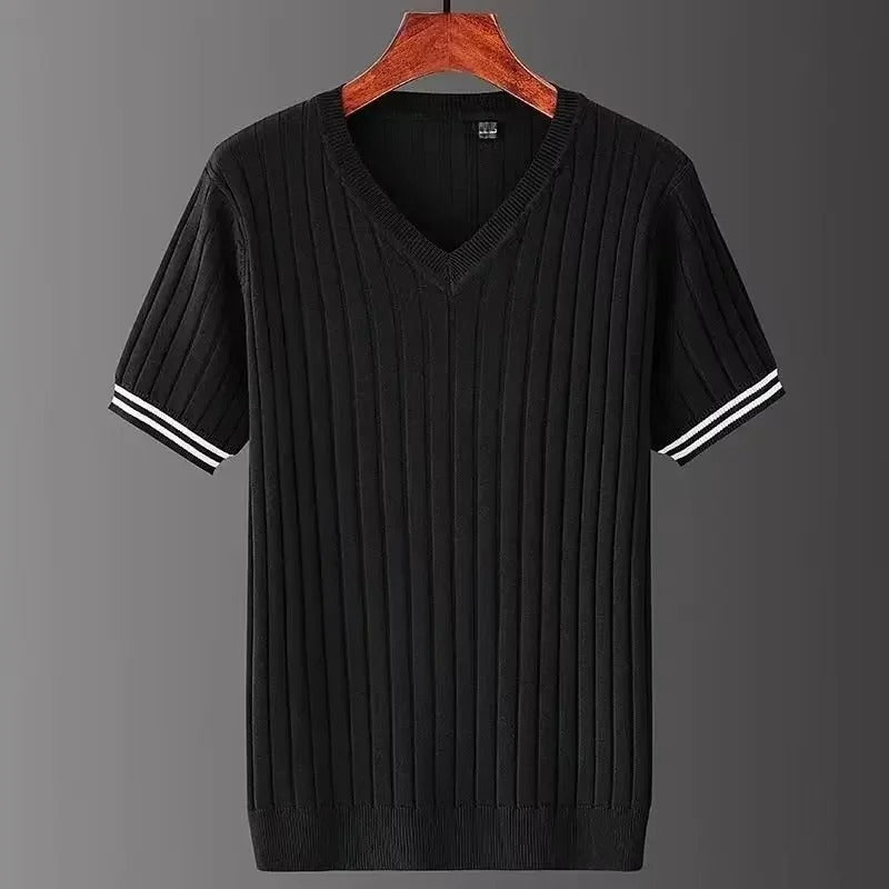 Slim fit T-shirt med V-hals til mænd