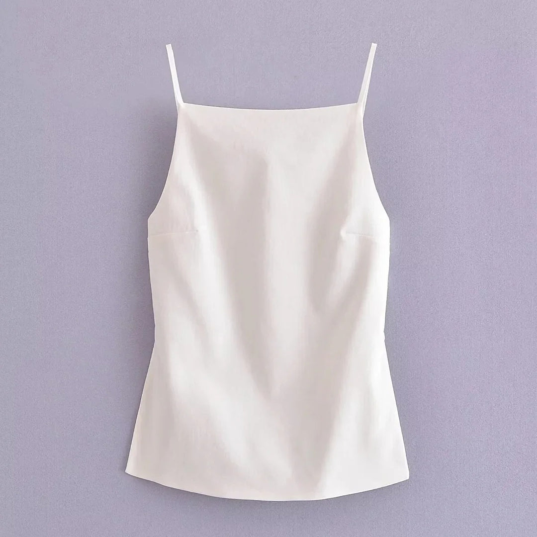 Kvinders Crop Top med tynd rem uden ryg