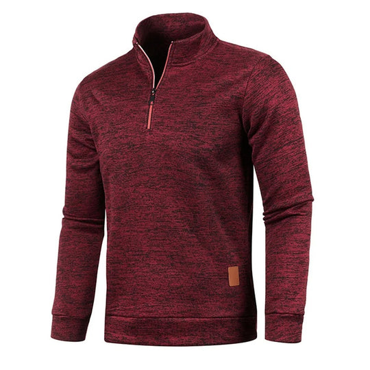 Rullekrave-sweatshirt med halv lynlås til mænd