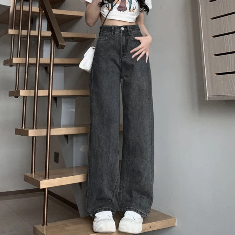 Vintage jeans med brede ben til kvinder