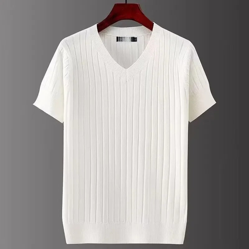 Slim fit T-shirt med V-hals til mænd