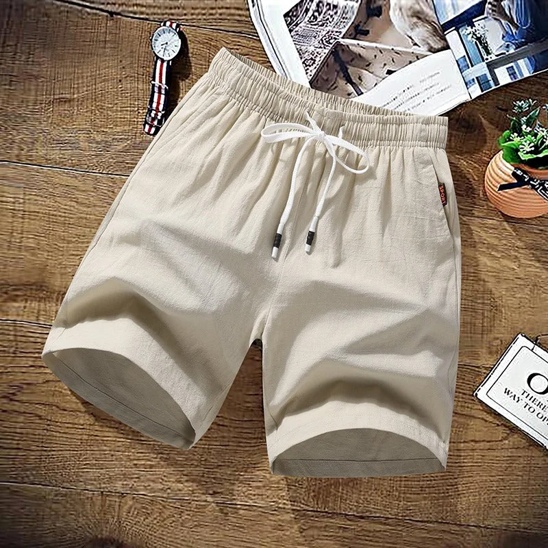 Herre shorts i bomuldslinned til stranden